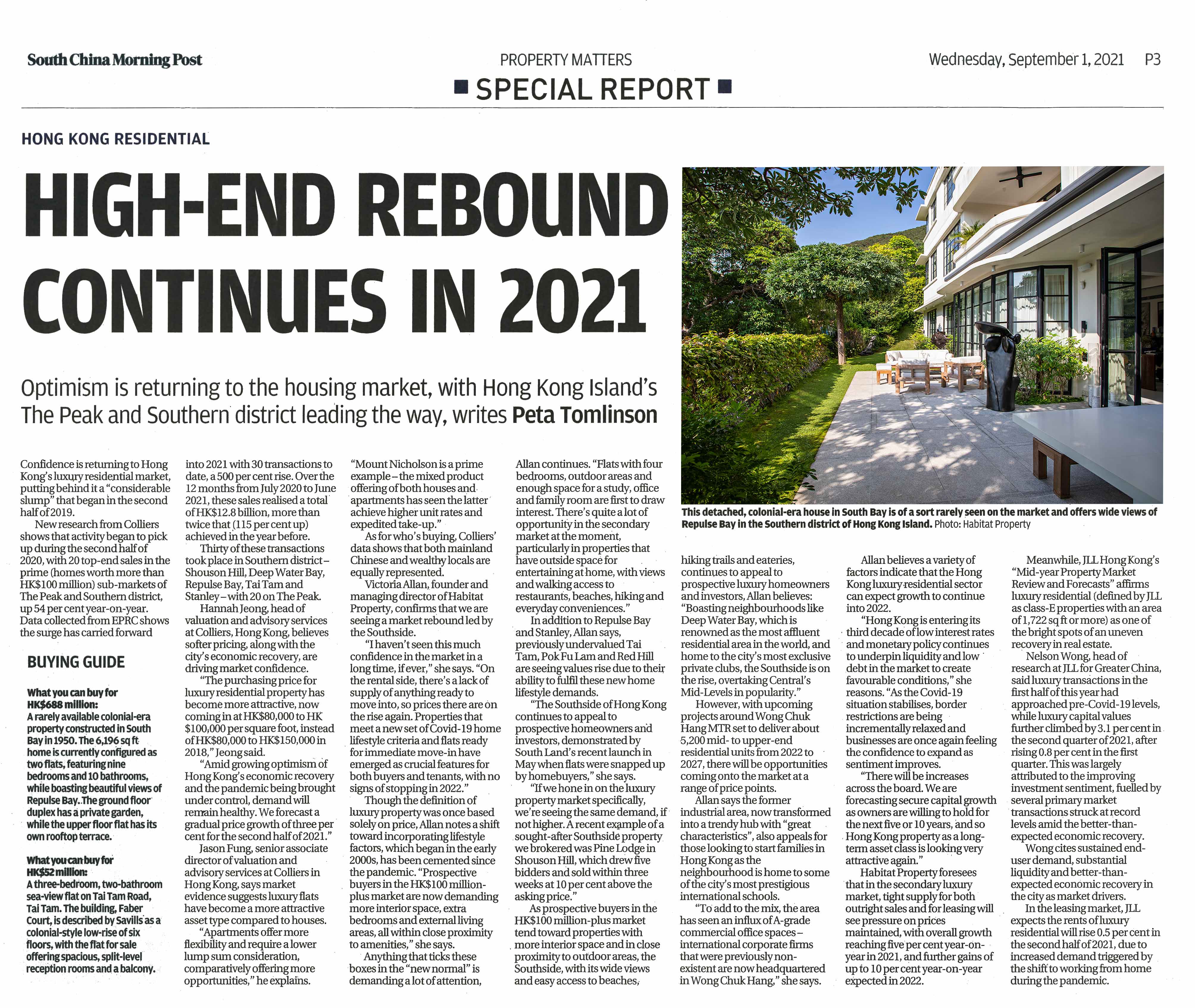 Hong Kong Residential Property Market High end Rebound Continues in 2021